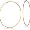 GUESS Extra Large Goldtone Clutchless Hoop Earrings guess extra large