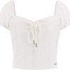GUESS Womens Eco Short Sleeve Eliane Puffed Top short sleeve eliane