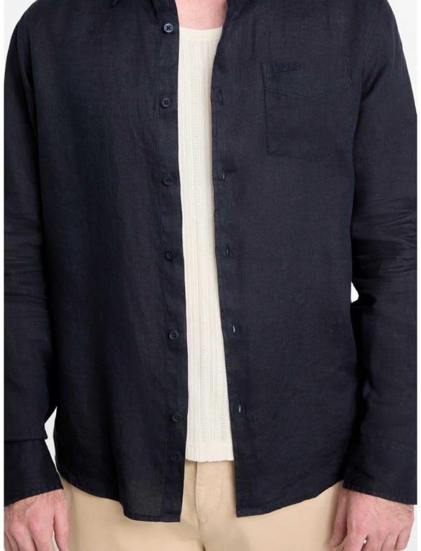 GUESS Men's Eco Long Sleeve Napa Linen Shirt-2