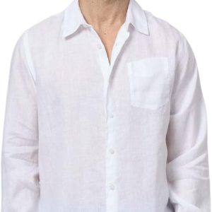 GUESS Men's Eco Long Sleeve Napa Linen Shirt guess mens eco long sleeve napa linen shirts