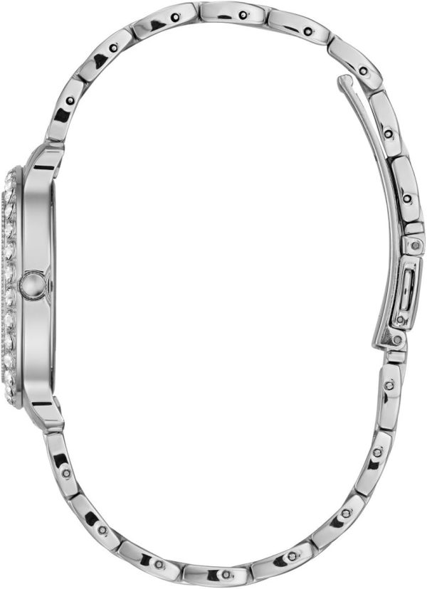 GUESS Stainless Steel + Pink Crystal Bracelet Watch. Color: Silver-Tone (Model: U1062L2) steel pink crystal