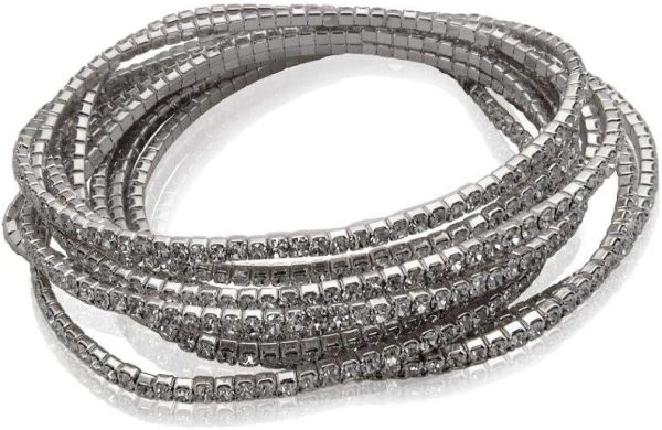 GUESS Silver-Tone 10 piece Rhinestone Stretch Stack Bracelet guess silver-tone 10 piece rhinestone stretch stack bracelets