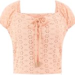 GUESS Womens Eco Short Sleeve Eliane Puffed Top sleeve eliane puffed