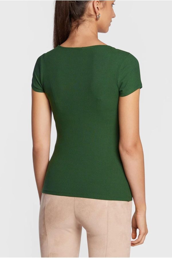 GUESS Womens Short Sleeve Karlee Jewel Button Henley-2