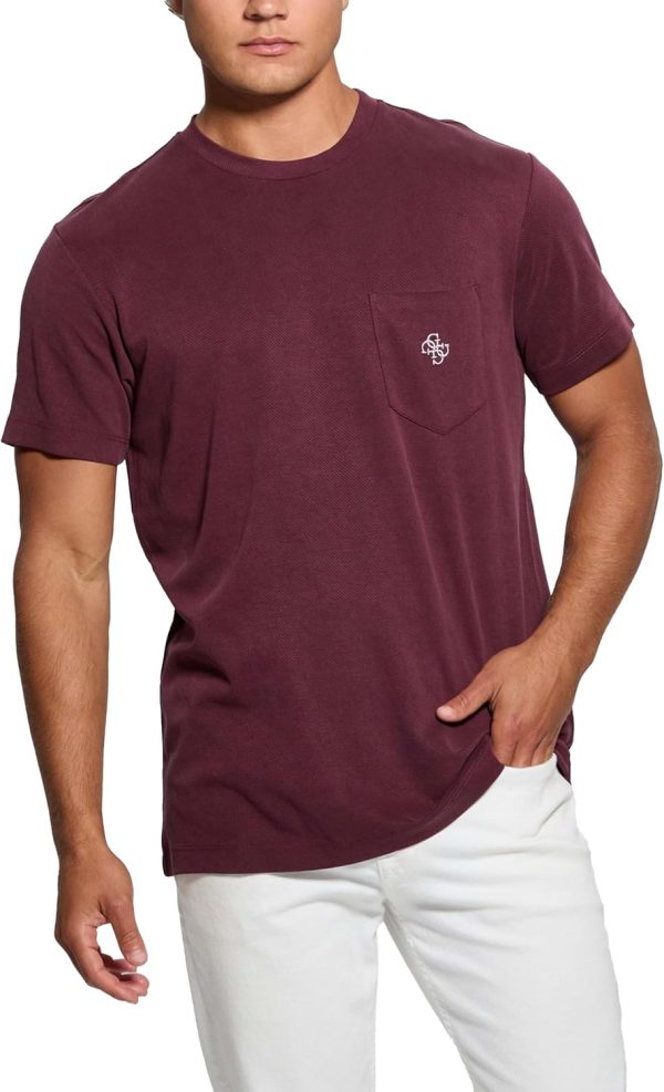 GUESS Men's Short Sleeve Eco 4g Pocket Knit Top guess mens short sleeve eco 4g pocket knit top white