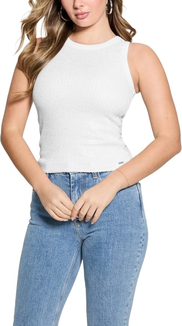 GUESS Women's Alexia Sequins Tank Top guess womens alexia sequins tank top black