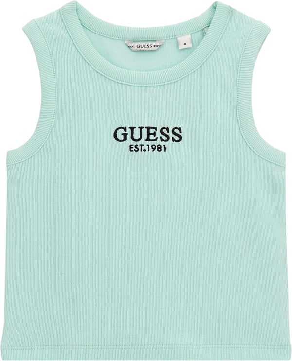GUESS Girls' Eco Sleeveless Rib Midi T-Shirt girls eco sleeveless