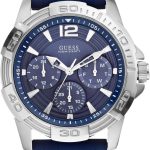 GUESS Iconic Blue Stainless Steel Stain Resistant Silicone Watch guess iconic blue stainless steel stain resistant silicone watch with day