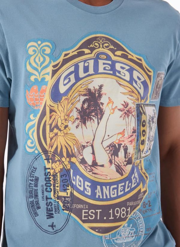 GUESS Mens Short Sleeve World Stamp Tee-3