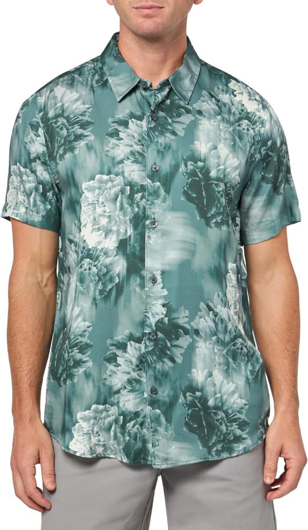 GUESS Men's Short Sleeve Wayco Sateen Floral Shirt guess mens short sleeve wayco sateen floral shirts