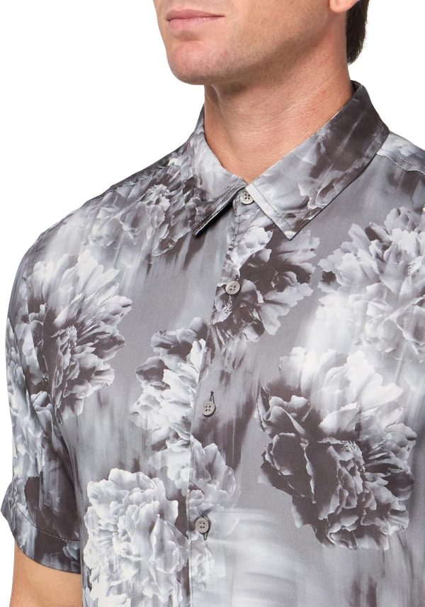 GUESS Men's Short Sleeve Wayco Sateen Floral Shirt-2