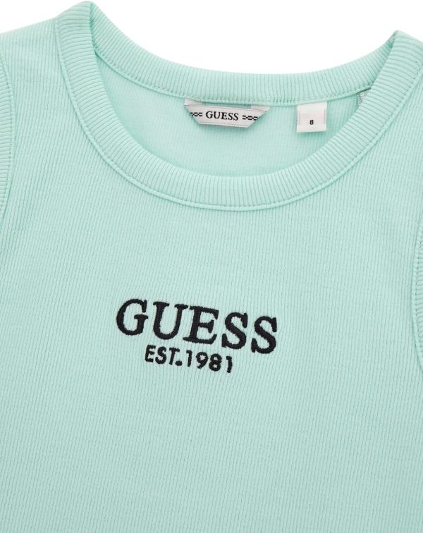 GUESS Girls' Eco Sleeveless Rib Midi T-Shirt eco sleeveless rib