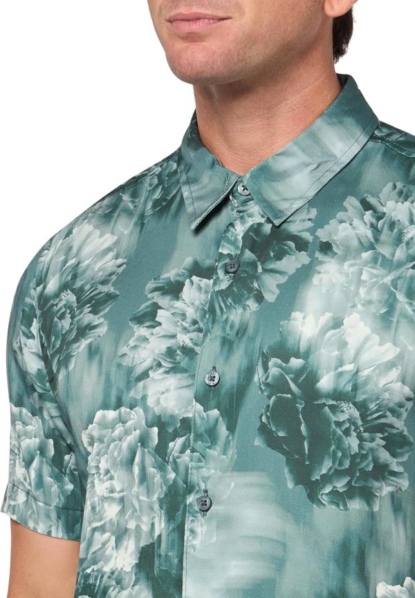 GUESS Men's Short Sleeve Wayco Sateen Floral Shirt-2