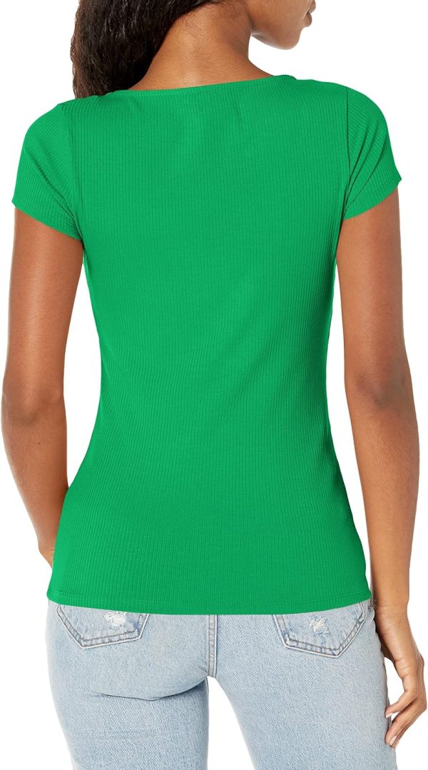 GUESS Womens Short Sleeve Karlee Jewel Button Henley-1