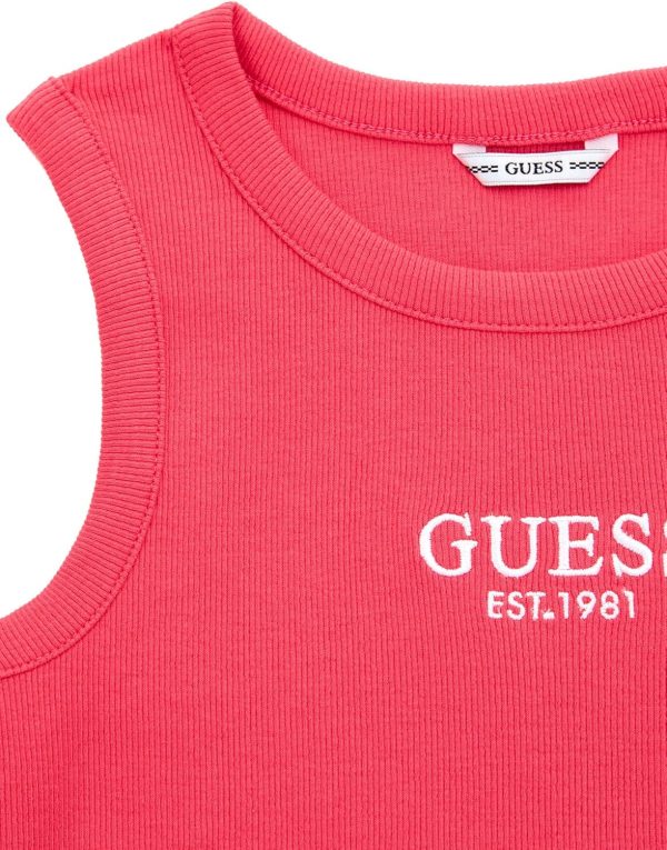GUESS Girls' Eco Sleeveless Rib Midi T-Shirt sleeveless rib midi